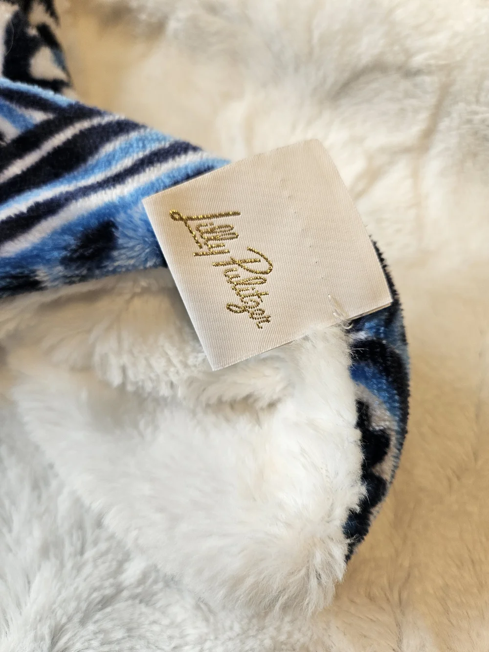 Lilly Pulitzer Blue and Black Floral Paisley Plush Throw